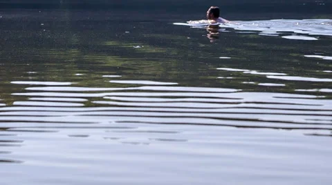 Man swimming in lake. Stock Footage 58669331