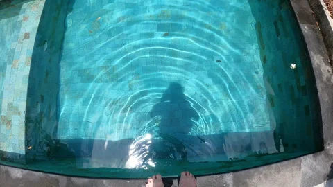 Man is swimming in the pool with action camera. Stock Footage 289728636