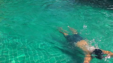 Man Swimming in the Pool Stock Footage 79888559