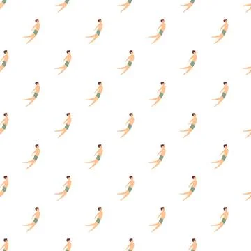 Man swimming in pool seamless pattern during summer vacation Stock Illustration