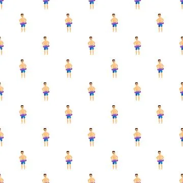 Man with swimming ring seamless repeating pattern Stock Illustration