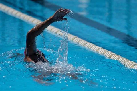 Man swims the crawl Stock Photos