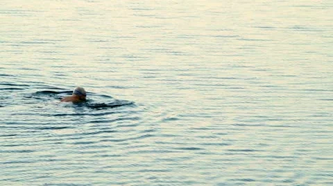 Man swims Stock Footage 12154086