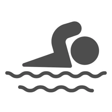 Man swims in sea solid icon, Summer concept, Swimming sign on white background Illustrazione stock