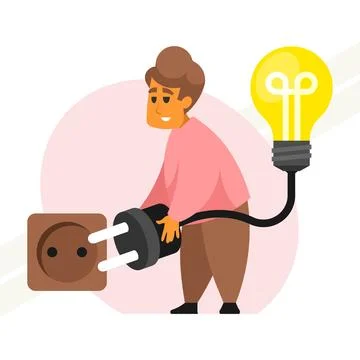 Man-switch-on-plug Stock Illustration