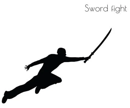 Man in swordfight Action pose Illustrazione stock