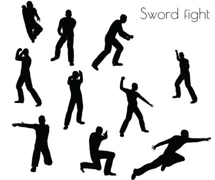 Man in swordfight Action pose Stock Illustration