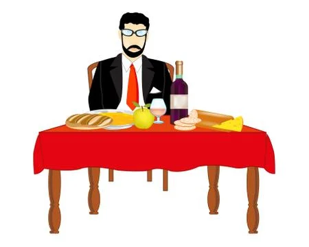 Man at the table Stock Illustration