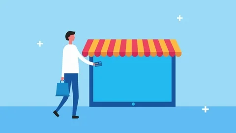 Man with tablet and ecommerce technology Video stock 124292575