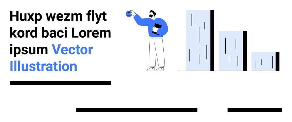 Man with Tablet and Graph Bars Illustrating Data Growth and Analysis Concept Stock Illustration