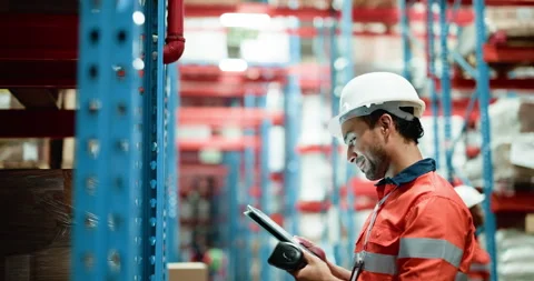 Man, tablet and scanner with inventory for price check, supply chain or stock Stock Footage 326094190