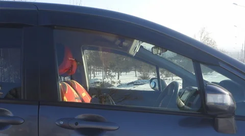 Man with tablet computer in car Stock Footage 61179529
