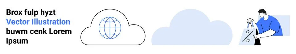 Man with a Tablet Device Connecting to Cloud Services for Global Data Access Stock Illustration