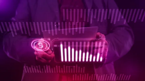 A man with a tablet in his hands monitors the fall of the dollar. Stock Footage 264080763