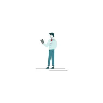 Man with a tablet Stock Illustration