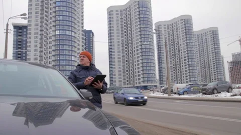 Man With A Tablet, Outdoor 스톡 동영상 102623983