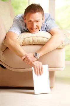 Man with tablet Stock Photos