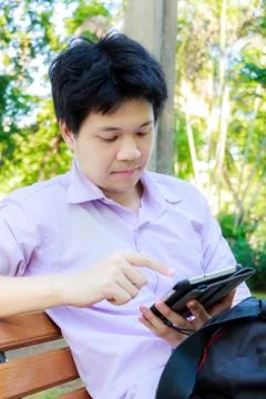 Man with tablet Stock Photos