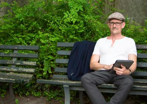 Man with tablet Stock Photos