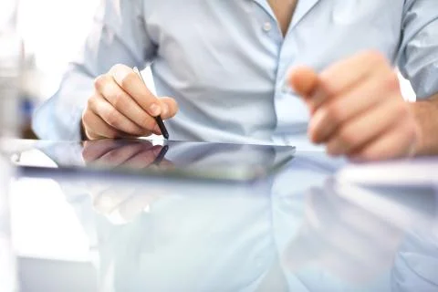 The man with the tablet Stock-Fotos