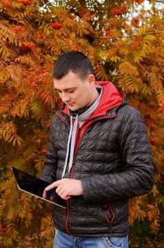 The man with the tablet Stock Photos