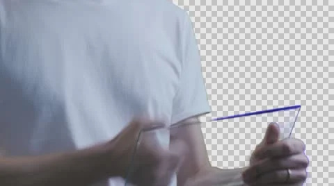 Man With Tablet Shows the Thumb Forex Shopping Texting Chatting Via Messenger Stock Footage 62729408