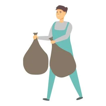 Man take home garbage icon cartoon vector. Work house Illustrazione stock