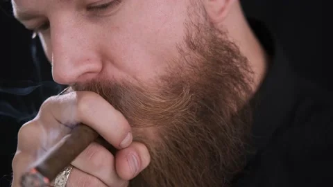 Man takes cigarette and light it up, cigarette smoke, tobacco,caucasian Stock Footage 130227667