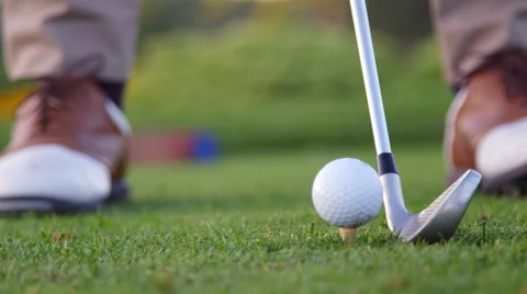 Man takes his tee shot Stock Footage 60189380