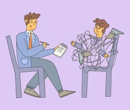 A man takes notes from a guy with problems Stock Illustration