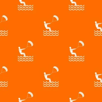 Man takes part at kitesurfing pattern seamless Stock Illustration