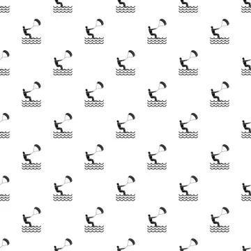 Man takes part at kitesurfing pattern Stock Illustration