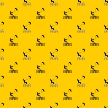 Man takes part at kitesurfing pattern vector Stock Illustration