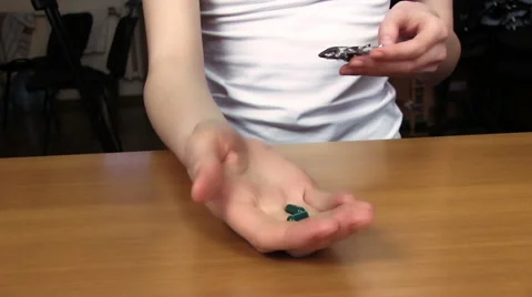 Man Takes A Pill Video stock 47446671