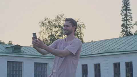 A man takes a selfie positively Stock Footage