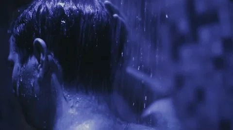 Man takes a shower Stock Footage 62352407