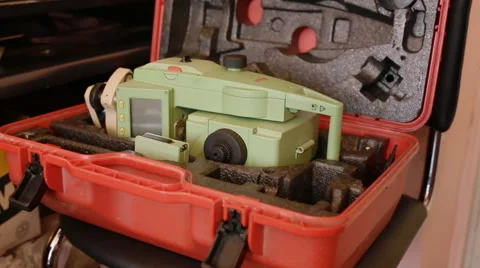 Man takes tachymeter from the box Stock Footage 68190597