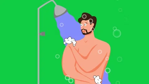Man taking bath in bathroom with shower. 4K Stock Footage 246580516