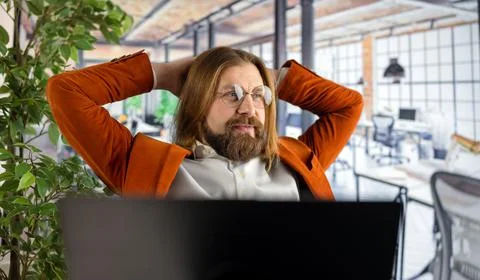 Man taking break at office Stock Photos