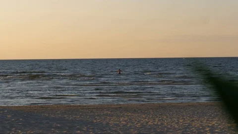 Man taking deep at baltic sea Stock Footage 93173917