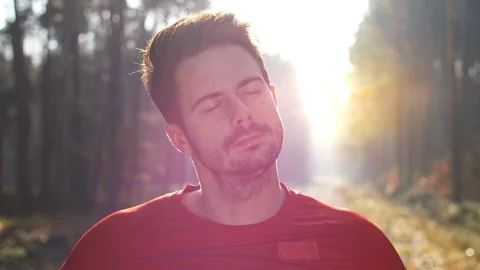 Man taking a deep breath Stock Footage 102823923