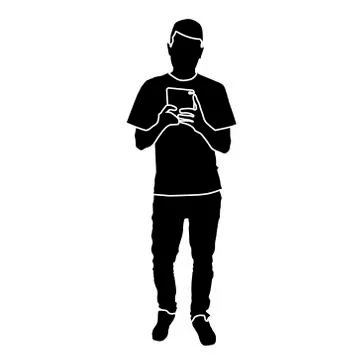 Man taking full length selfie in the mirror. Isolated simple  illustration Stock Illustration