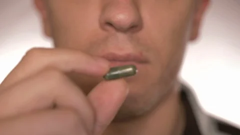 The man taking the medication, close-up Stock Footage 119662161
