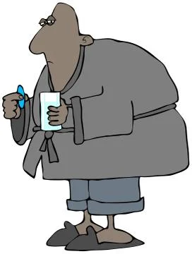 Man taking medication Stock Illustration