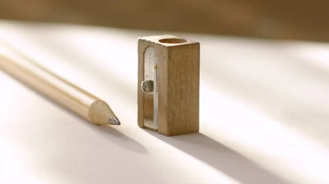 Man Taking Pencil Sharpener and Graphite Pencil Stock Footage 60323024