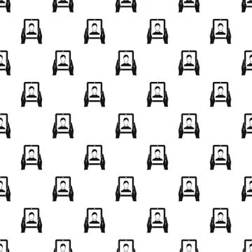 Man taking photo using tablet pattern simple style Stock Illustration