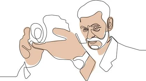 Man taking photo vector, character with camera Stock Illustration