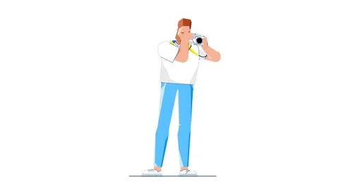 Man Taking Photos With Camera 2D Animation 库存影片 277274422