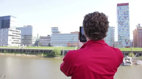 Man taking photos with tablet. Stock Footage 41864980