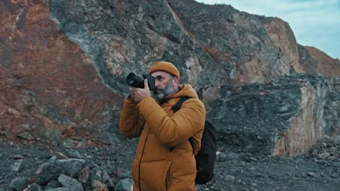 Man taking pics of the landscape Stock Footage 146793374